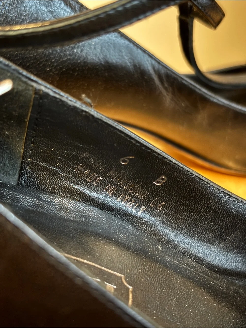 Coach Vintage 6B Marjorie G4 Black Leather T-Strap Pointed-Toe Heels
